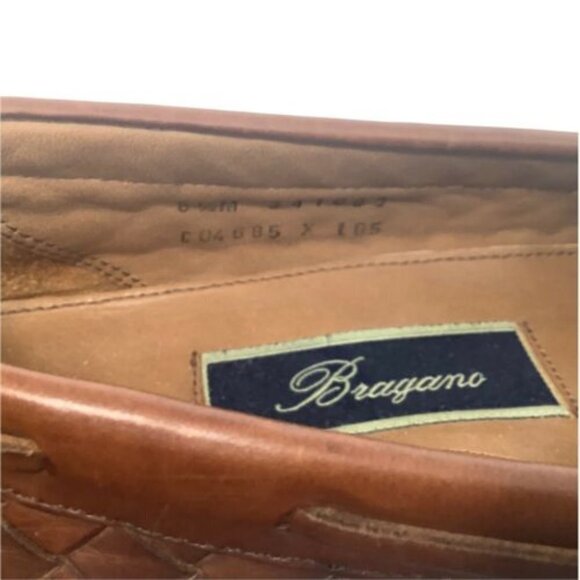 BRAGANO‎ Men\'s Brown Woven Leather Slip On Driving Loafer Shoes Size US 8 1/2M main image 5